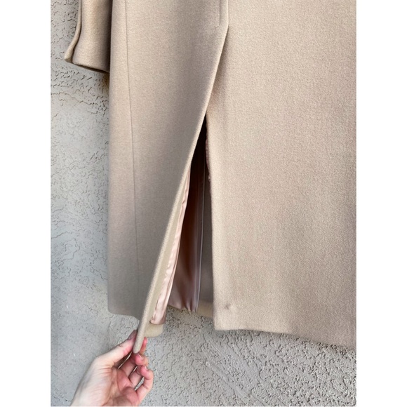 MANGO NWOT Neutral Camel Beige Long Double Breasted Virgin Italian Wool Coat S - Picture 6 of 16